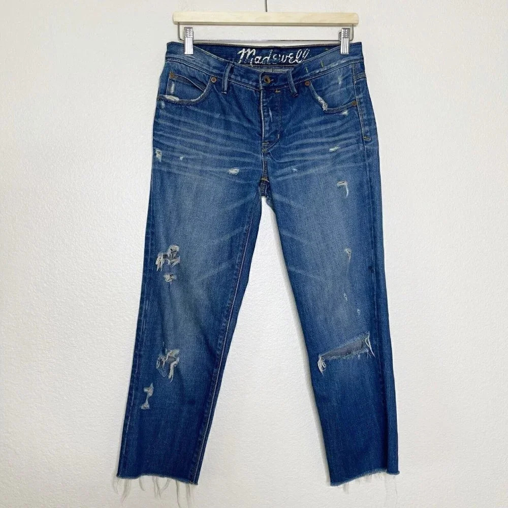 Vintage Madewell Distressed Boyfriend Low Rise 100% Cotton Denim Jeans Size 25